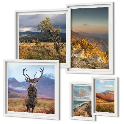 Mountain wildlife landscape wall art set of 5 pieces