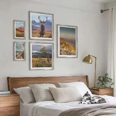 Set of 5 wall art pieces Mountain wildlife landscapes