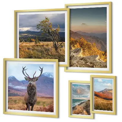Mountain wildlife landscape wall art set of 5 pieces