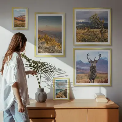 Set of 5 wall art pieces Mountain wildlife landscapes