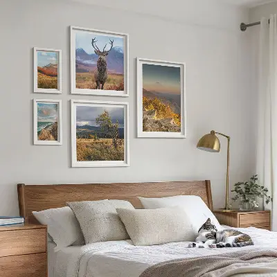 Mountain wildlife landscape wall art set of 5 pieces