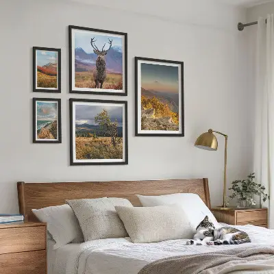 Set of 5 wall art pieces Mountain wildlife landscapes