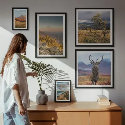Set of 5 wall art pieces Mountain wildlife landscapes