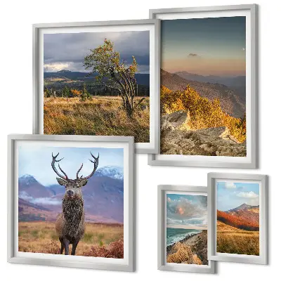 Set of 5 wall art pieces Mountain wildlife landscapes