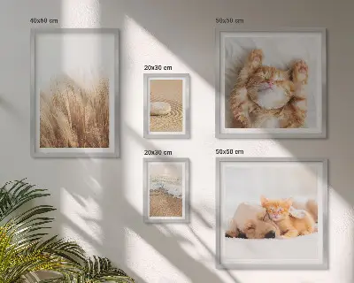 Set of 5 wall art pieces Cute animals landscapes