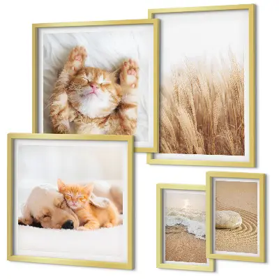 Set of 5 wall art pieces Cute animals landscapes
