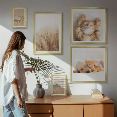 Set of 5 wall art pieces Cute animals landscapes