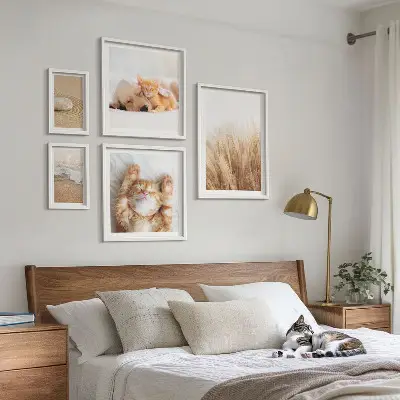 Set of 5 wall art pieces Cute animals landscapes