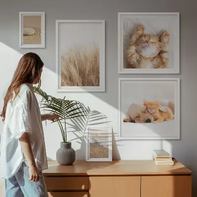 Set of 5 wall art pieces Cute animals landscapes