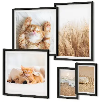 Set of 5 wall art pieces Cute animals landscapes