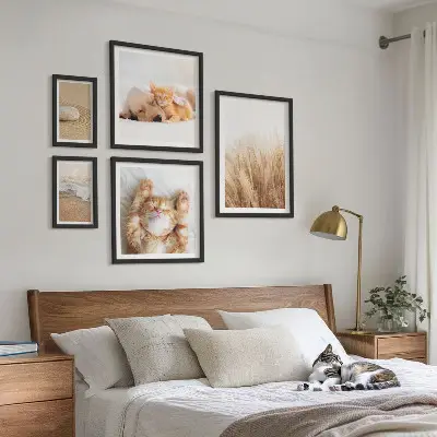 Set of 5 wall art pieces Cute animals landscapes