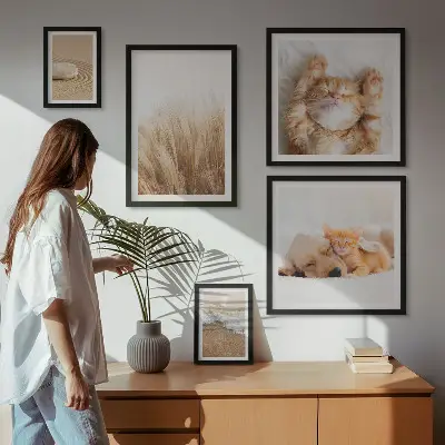 Set of 5 wall art pieces Cute animals landscapes