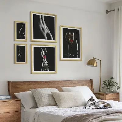 Gallery wall Elegant modern accents Black and red