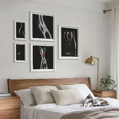 Gallery wall Elegant modern accents Black and red