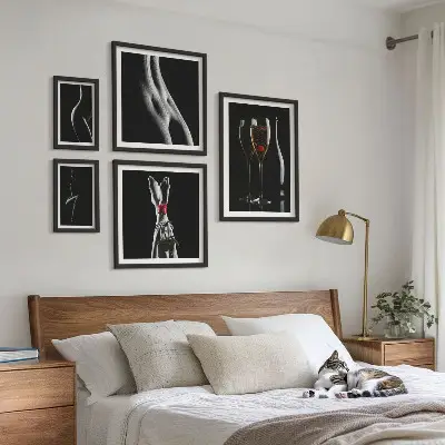 Gallery wall Elegant modern accents Black and red