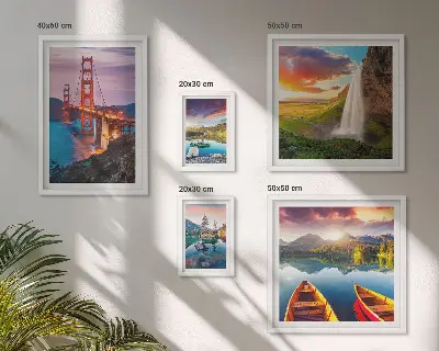 Framed photo set featuring nature landscapes and bridges of the USA