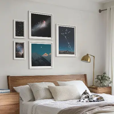 Set of 5 wall art pieces Modern space landscapes