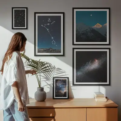 Set of 5 wall art pieces Modern space landscapes