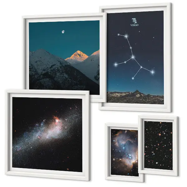 Framed photo set Cosmic landscapes at night stars