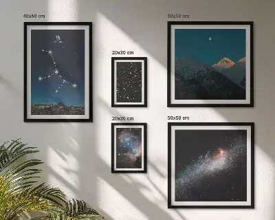 Framed photo set Cosmic landscapes at night stars