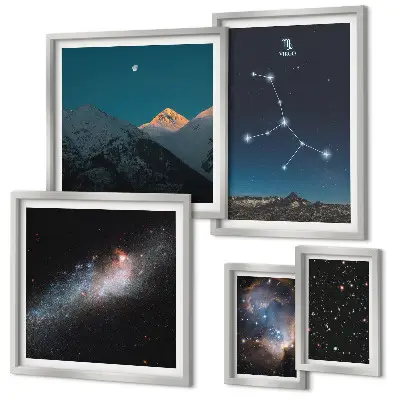 Framed photo set Cosmic landscapes at night stars