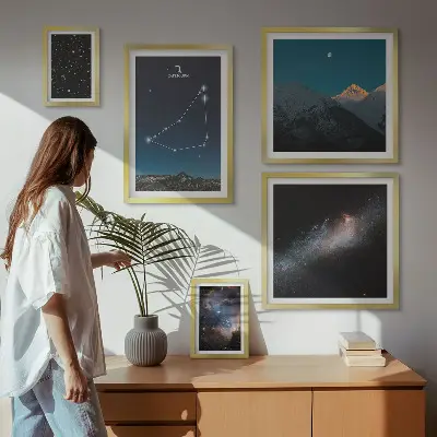 Set of 5 wall art pieces Cosmic landscapes constellations
