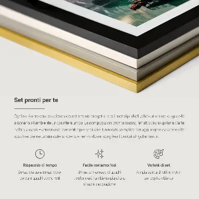 Gallery wall art set featuring natural landscapes of the sea, mountains, and flowers