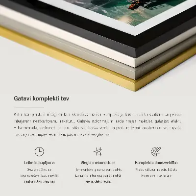 Gallery wall art set featuring natural landscapes of the sea, mountains, and flowers