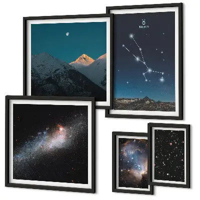 Set of 5 wall art pieces Cosmic starscapes at night