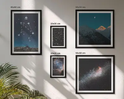 Set of 5 wall art pieces Cosmic skyscapes