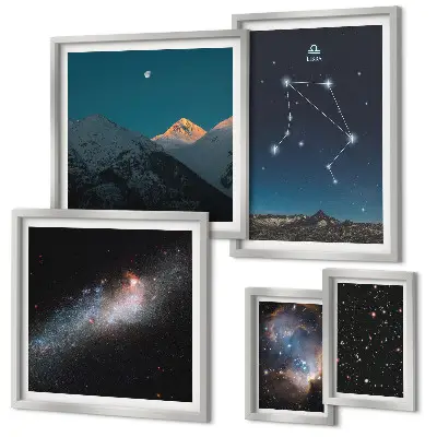 Set of 5 wall art pieces Cosmic skyscapes