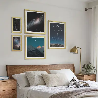 Set of 5 wall art pieces Cosmic landscapes at night