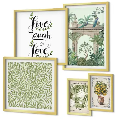 Framed photo set Plant motifs boho accents