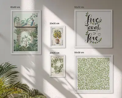 Framed photo set boho plant motif accents