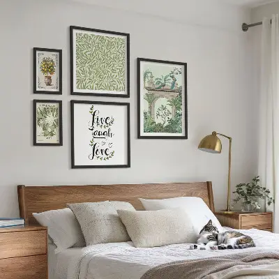 Framed photo set boho plant motif accents