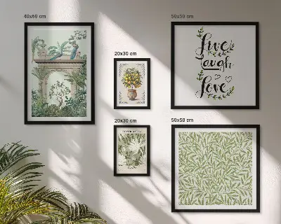 Framed photo set boho plant motif accents