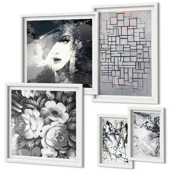 Gallery wall Abstract flowers modern portrait