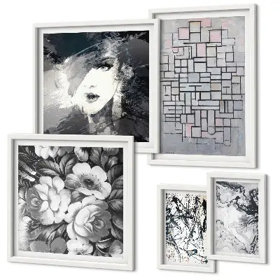 Gallery wall Abstract flowers modern portrait