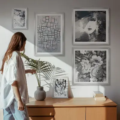 Gallery wall Abstract flowers modern portrait