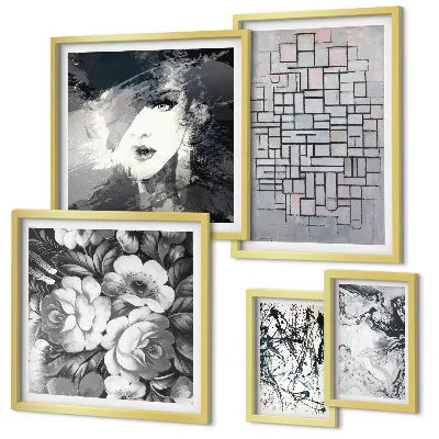 Gallery wall Abstract flowers modern portrait