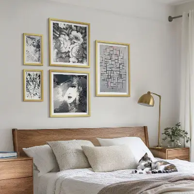 Gallery wall Abstract flowers modern portrait