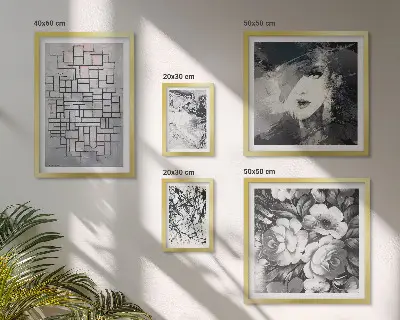 Gallery wall Abstract flowers modern portrait