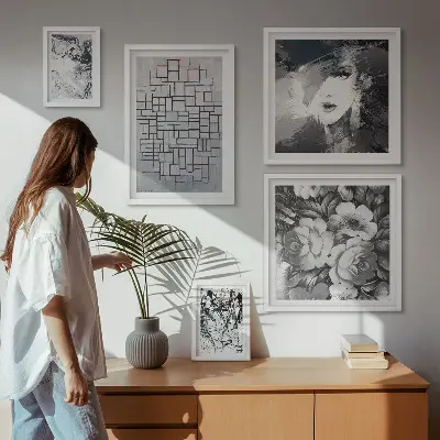 Gallery wall Abstract flowers modern portrait