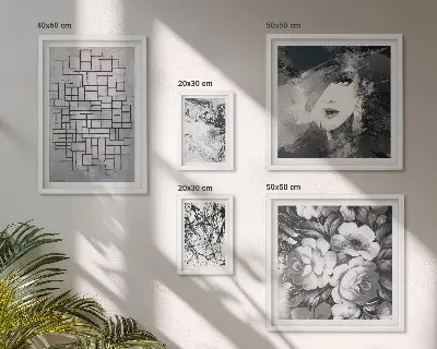 Gallery wall Abstract flowers modern portrait