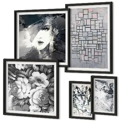 Gallery wall Abstract flowers modern portrait