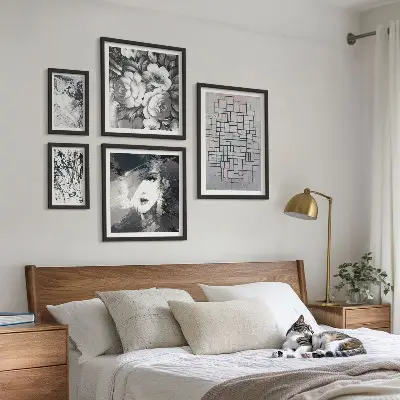 Gallery wall Abstract flowers modern portrait