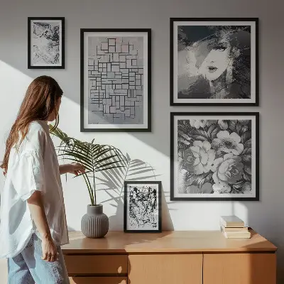 Gallery wall Abstract flowers modern portrait
