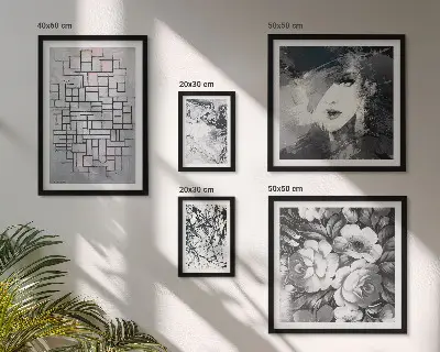 Gallery wall Abstract flowers modern portrait