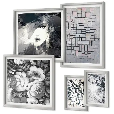 Gallery wall Abstract flowers modern portrait