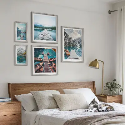 Mountain landscape wall art set of 5 water path panels